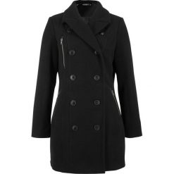 Ciepły płaszcz trencz bonprix czarny. Kurtki damskie bonprix. Za 189,99 zł.