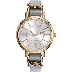 Zegarek kwarcowy w kolorze szaro-złotym. Szare, analogowe zegarki damskie Esprit Watches, ze stali. W wyprzedaży za 272,95 zł.
