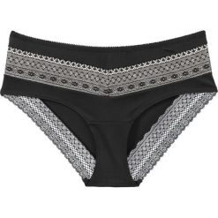 Figi "panty" bonprix czarno-piaskowy beżowy. Czarne panty damskie bonprix, w koronkowe wzory, z koronki. Za 16,99 zł.