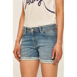 Pepe Jeans - Szorty jeansowe Thrasher Bling. Niebieskie szorty damskie Pepe Jeans, bez wzorów, z elastanu, casualowe. Za 319,90 zł.