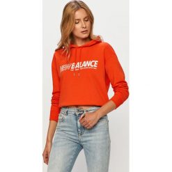 New Balance - Bluza. Pomarańczowe bluzy damskie New Balance, s, z nadrukiem, z elastanu, bez rękawów, z kapturem. Za 249,90 zł.