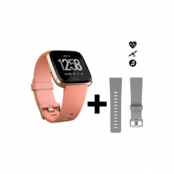 Inteligentny zegarek sportowy Versa + pasek. Brązowe zegarki męskie marki Fitbit. Za 889,99 zł.