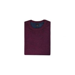 Burgundowy sweter męski SW35. Czerwone swetry męskie Polski Producent - odzież męska, m, bez wzorów, z bawełny, casualowe, bez kołnierzyka, bez kaptura. Za 107,10 zł.