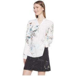 Desigual Blus Words Blanco 18Wwbw06 1000 Bluzka (Rozmiar M). Szare bluzki damskie marki Desigual, m, bez wzorów, eleganckie, bez kołnierzyka, bez rękawów. W wyprzedaży za 240,00 zł.