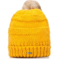 Czapka damska 87-HF-200-Y. Żółte czapki damskie Wittchen, na zimę, bez wzorów, z dzianiny. Za 59,00 zł.