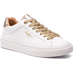 Sneakersy PEPE JEANS - Adams Premium PLS30853 White 800. Białe półbuty damskie marki Pepe Jeans, z jeansu. Za 369,00 zł.