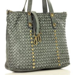 MARCO MAZZINI Torebka shopper bag skórzana old pelle lavata szara. Szare torby damskie na zakupy MAZZINI, w paski, ze skóry, biznesowe. W wyprzedaży za 499,00 zł.