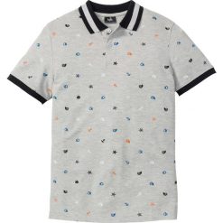 Shirt polo z nadrukiem bonprix jasnoszary melanż. Szare koszulki męskie bonprix, s, z nadrukiem, bez rękawów. Za 54,99 zł.