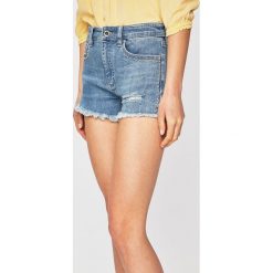 Armani Exchange - Szorty. Niebieskie szorty damskie Armani Exchange, bez wzorów, z elastanu, casualowe. W wyprzedaży za 329,90 zł.