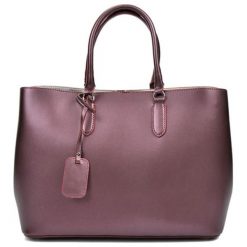 Torebki klasyczne damskie: Skórzana torebka w kolorze bordowym – (S)49 x (W)28 x (G)19 cm