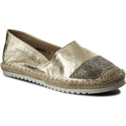 Espadryle JENNY FAIRY - WS569A-1 Złoty 1. Żółte espadryle damskie Jenny Fairy, z aplikacjami, ze skóry ekologicznej, bez obcasa, na płaskiej podeszwie, bez zapięcia. W wyprzedaży za 34,99 zł.