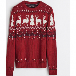 Sweter ze świątecznym motywem - Bordowy. Czerwone swetry klasyczne męskie Reserved, l. Za 119,99 zł.