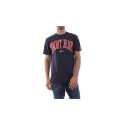 T-shirty z krótkim rękawem Tommy Jeans DM0DM05569 COLLEGIATE LOGO. Czarne t-shirty męskie Tommy Jeans, xs, bez wzorów, z jeansu, bez kołnierzyka, krótkie. Za 131,30 zł.