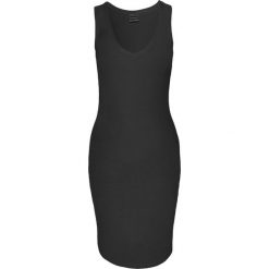 Sukienka shirtowa bonprix czarny. Czarne sukienki damskie bonprix, bez wzorów, z dekoltem w serek, bez rękawów. Za 37,99 zł.