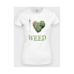 Koszulka damska I love weed. Koszulki damskie MegaKoszulki, m, bez wzorów, z bawełny, z podwójnym kołnierzykiem, bez rękawów. Za 49,90 zł.