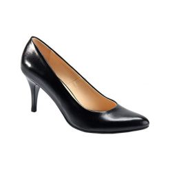 Buty ślubne damskie: Skórzane czółenka w kolorze czarnym