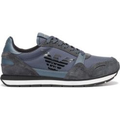 Emporio Armani Tenisówki Niebieski. Niebieskie trampki męskie Emporio Armani, bez wzorów, ze skóry, bez zapięcia. Za 865,95 zł.