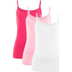 Top (3 szt.) bonprix różowy hibiskus + pudrowy jasnoróżowy + biały. Czerwone topy damskie bonprix. Za 59,97 zł.