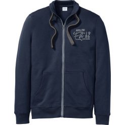 Bluza rozpinana ze stójką bonprix ciemnoniebieski. Niebieskie bluzy męskie bonprix, s, bez wzorów, ze stójką, bez rękawów, bez kaptura. Za 89,99 zł.