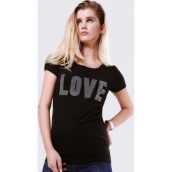 Czarny T-shirt Hurriedness. Czarne bluzki damskie Born2be, s, z nadrukiem, z koronki, z okrągłym kołnierzem, bez rękawów. Za 39,99 zł.