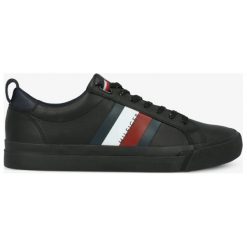 Tommy Hilfiger Flag Detail Leather Sneaker buty męskie, czarny, rozmiar 44. Czarne buty sportowe męskie TOMMY HILFIGER, z bawełny, bez zapięcia. Za 449,99 zł.