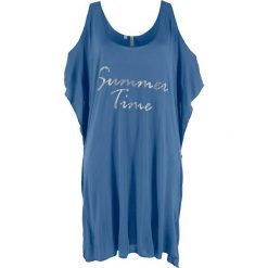 Shirt plażowy bonprix indygo. Niebieskie koszulki damskie bonprix, na plażę, bez wzorów, bez kołnierzyka, bez rękawów. Za 44,99 zł.