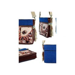 Torebka BOHO crossbody - model Elva (M24-36). Niebieskie torebki klasyczne damskie Bags.life, z nadrukiem, z bawełny, boho, z nadrukiem, bez dodatków. Za 279,20 zł.