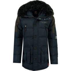 Kurtka zimowa w kolorze czarnym. Czarne płaszcze męskie Canadian Peak, na zimę, xl, z aplikacjami, bez kaptura. W wyprzedaży za 395,95 zł.