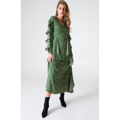 Długie sukienki: Liquorish Sukienka maxi z rękawem z falbaną – Green,Multicolor