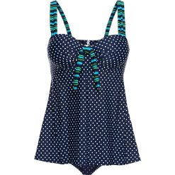 Tankini na fiszbinach (2 części) bonprix niebiesko-biały w groszki. Niebieskie stroje kąpielowe damskie bonprix, w grochy. Za 79,99 zł.