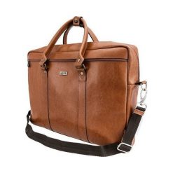 Skórzana torba na ramię laptopa Solier. Pomarańczowe torby męskie skórzane Solier Gold, w paski, ze skóry, eleganckie. Za 559,00 zł.