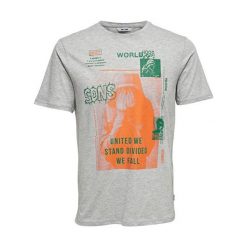 Only&Sons T-Shirt Męski Marki Fabio Ss Tee Lightgrey Melange (Rozmiar S). Szare koszulki męskie marki Only&Sons, s, bez wzorów, bez kołnierzyka. W wyprzedaży za 50,00 zł.