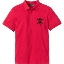 Shirt polo Slim Fit bonprix czerwony. Czerwone koszulki polo męskie bonprix, m, z nadrukiem, bez rękawów. Za 34,99 zł.