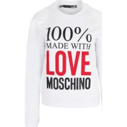 Bluza Love Moschino. Białe bluzki damskie Love Moschino, bez wzorów, z włoskim kołnierzykiem, bez rękawów. Za 359,00 zł.