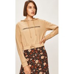 Answear - Bluza. Brązowe bluzy damskie ANSWEAR, s, z aplikacjami, z bawełny, bez rękawów, z kapturem. W wyprzedaży za 59,90 zł.