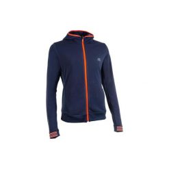 Kurtka damska do lekkoatletyki Warm Jacket. Niebieskie kurtki damskie KALENJI, bez wzorów, z elastanu, bez kaptura, na fitness i siłownię. Za 99,99 zł.