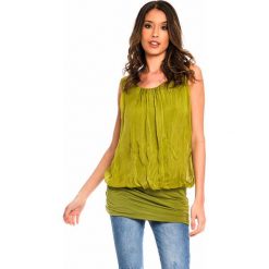 Jedwabny top w kolorze oliwkowym. Zielone topy damskie Silk Premium, s, bez wzorów, z jedwabiu, z okrągłym kołnierzem. W wyprzedaży za 128,95 zł.
