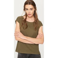 Gładki t-shirt - Khaki. Brązowe t-shirty damskie Reserved, l. W wyprzedaży za 34,99 zł.