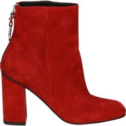 Botki - 01873 CAM RED. Czerwone botki damskie na zamek Venezia, ze skóry. Za 469,00 zł.