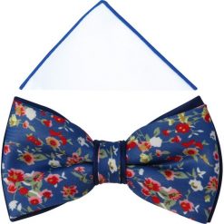 Niebieska mucha w kwiaty A332. Niebieskie muszki męskie Adam Collection - Krawaty i dodatki, na co dzień, w kwiaty, z tkaniny, eleganckie. W wyprzedaży za 49,50 zł.