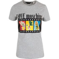 T-shirt Love Moschino. Szare koszulki damskie xs, bez wzorów, z bawełny, z włoskim kołnierzykiem, bez rękawów. Za 449,00 zł.