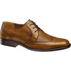 Półbuty męskie AM SHOE brązowe. Pomarańczowe buty wizytowe męskie AM SHOE, bez wzorów, ze skóry, bez zapięcia. Za 219,90 zł.