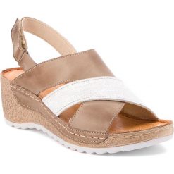 Sandały WASAK - 0493 Cappuccino/Len. Pomarańczowe klapki damskie Wasak, bez wzorów, ze lnu, bez obcasa, na obcasie. W wyprzedaży za 159,00 zł.