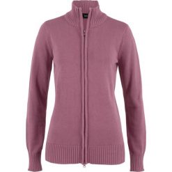 Golfy damskie: Sweter rozpinany bonprix matowy jeżynowy