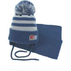 Czapka dziecięca z szalikiem CZ+S 035D niebiesko-szara r. 46-50. Niebieskie czapeczki niemowlęce Proman. Za 47,21 zł.