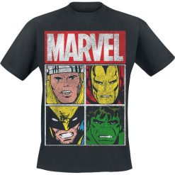 Marvel Distressed Characters T-Shirt czarny. Czarne koszulki męskie marki Marvel, l, z motywem z bajki, bez kołnierzyka. Za 74,90 zł.