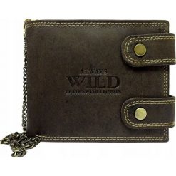 Portfel skórzany z łańcuchem Always Wild 2900-BIC. Pomarańczowe portfele męskie ALWAYS WILD, bez wzorów, ze skóry. Za 59,90 zł.