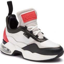 Sneakersy KARL LAGERFELD - KL61735 White Lthr W/Red. Białe półbuty damskie marki KARL LAGERFELD, bez wzorów, z zamszu, bez obcasa, na koturnie, bez zapięcia. Za 969,00 zł.