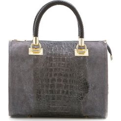 Torebki klasyczne damskie: Skórzana torebka w kolorze szarym – 44 x 38 x 16 cm