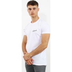T-shirt Edward Orlovski Biała Sign. Białe t-shirty męskie Edward Orlovski, l, bez wzorów, z bawełny, eleganckie, z włoskim kołnierzykiem. Za 49,00 zł.